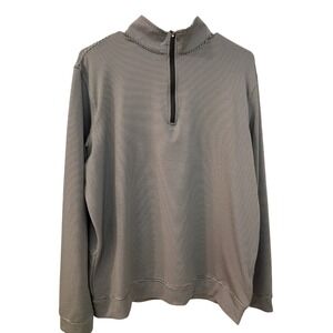 Magaschoni Mens Quarter‎ Zip Pullover Black White Striped Performance Shirt M